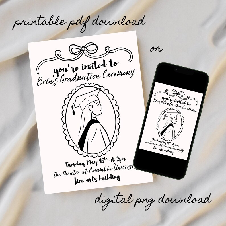 Graduation Invitation Template, Editable 5x7 Printable Invite, College ...