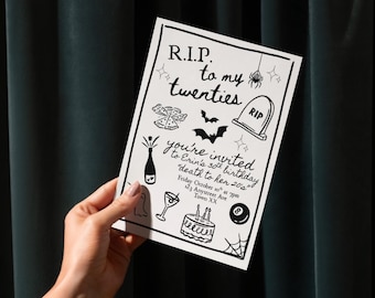 RIP 20's Birthday Invitation: Funeral to my Youth (Digital Download, Editable, 5x7 Invite)