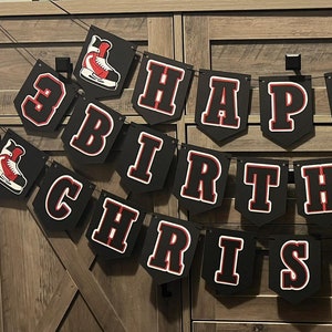 Hockey Birthday Banner with Name. Hockey Birthday Banner. Birthday Banner. Hockey Theme. Baby Shower. Anniversary. Banner.