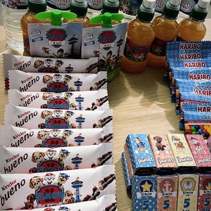 Personalized confectionery, personalized candies, personalized drink, personalized birthday decoration, paw patrol or theme at ch