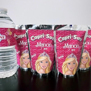 Personalized confectionery, personalized candies, personalized drinks, personalized birthday decorations, barbie or theme of your choice