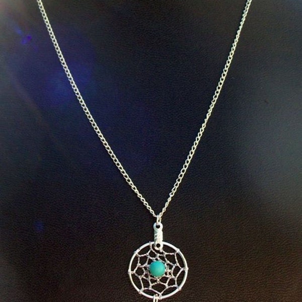 Dream catcher necklace with Turquoise - BLUE SKY Series