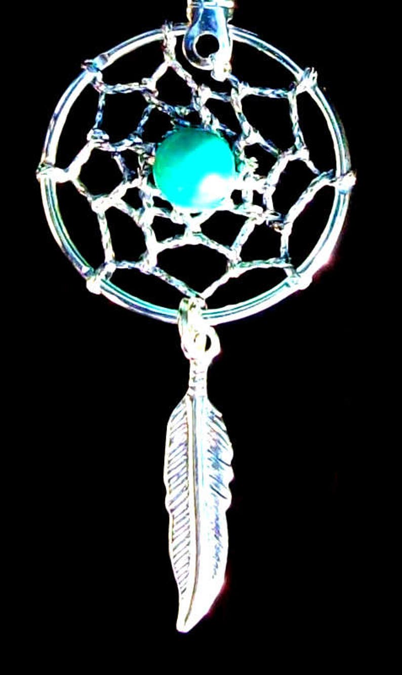 BLUE SKY Dream catcher necklace with Turquoise turquoise dreamcatcher necklace silver dream catcher necklace dreamcatcher necklace