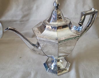 Rare Collectible Antique MBC Hallmarked Silver Plate with Silver Shield Emboss Teapot or Coffee Pot