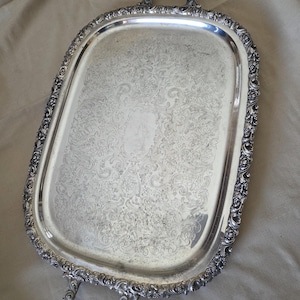Vintage Gorham EP Silver Plated Large Serving Tray with Legs