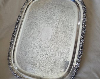 Vintage Gorham EP Silver Plated Large Serving Tray with Legs