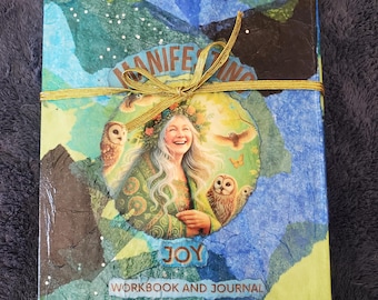 Handmade Personalized Junk Journal from recycled goods: Manifesting Joy Journal, Dream and Mindfulness Journal, Manifestation Guide