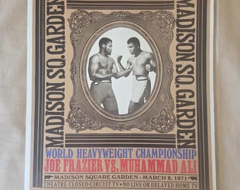 Great Holiday Gift! Rare Muhammad Ali vs Joe Frazier Boxing Poster from Madison Square Garden World Heavyweight Boxing Championship