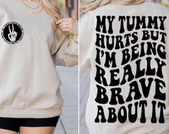 Mein Bauch tut weh, aber ich bin wirklich glücklich SVG PNG motivierend Inspiration gewelltes gestapeltes trendiges T-Shirt Digitale Dateien Sofort-Download