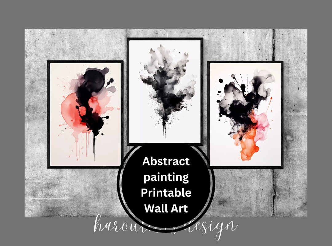 Minimal Abstract Brush Painting Wall Art Black Paint Wall Art Etsy