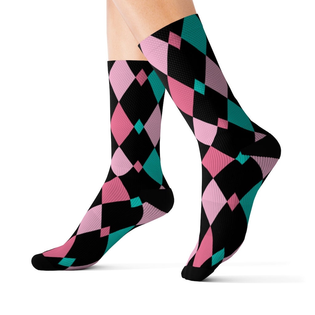 Diamond pattern Socks Etsy