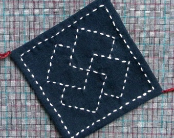 Set of 4 Sashiko Coasters CARDTRICK  Free Shipping