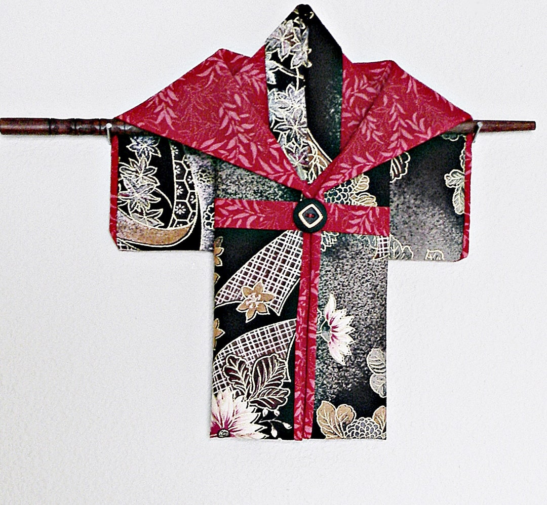 Small Kimono Wall Hanging Made From Vintage Asian Fabrics & Hung by Chopstick 7 1/4 X 6 3/4 Etsy