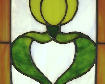 Think Spring . . . Tulip Suncatcher stained glass artisan made window hanger on chain