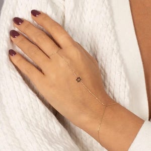 Gold Bracelet Hand Chain - Gold Ring Bracelet - Delicate Hand Chain - Delicate Gold Jewelry - Gold Hand Jewelry - Hand Chain for Women