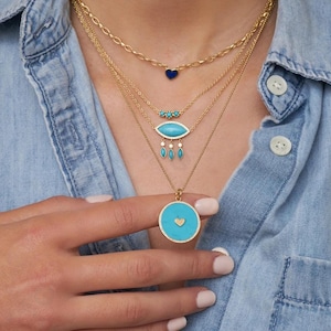 Turquoise Evil Eye Necklace - Evil Eye Charm Necklace - Evil Eye Pendant - Turquoise Necklace - Spiritual Jewelry -Turquoise Jewelry