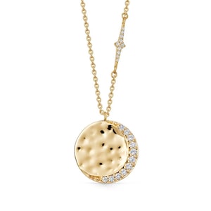 Gold Disc Necklace - Elegant Chain Jewelry - Hammered Disc Necklace - Solid Gold Necklace - Minimalist Gold Necklace - Necklace For Women