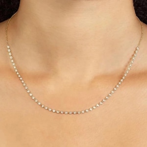 Tennis Chain Necklace - Gold Tennis Necklace - Dainty Tennis Choker - Cubic Zirconia Necklace - Statement Necklace - Modern Gold Jewelry