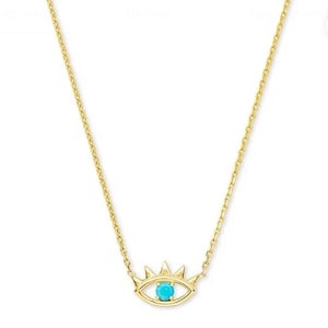 Dainty Evil Eye Necklace - Gold Evil Eye Necklace - Evil Eye Pendant - Protection Necklace - Turquoise Pendant Necklace -Evil Eye Jewelry