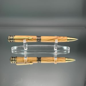 Faith Hope Love Antique Brass Twist Pen with Authentic Olive Wood from The Holy City of Bethlehem in Isreal