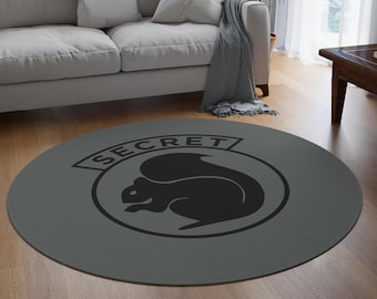 Round Rug - Secret Squirrel Rug for Intelligence, Government, Military, or Spy Enthusiasts