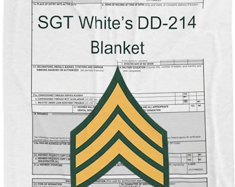 Personalized DD-214 Military Velveteen Blanket, Veteran Gift, soldier, airman, marine, guardian