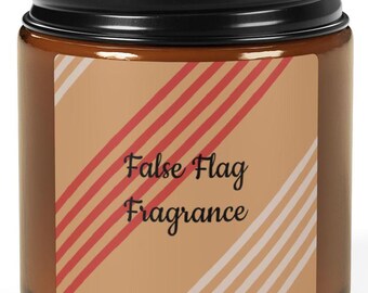False Flag Fragrance Candle: Funny Home Decor Gift in Amber Jar