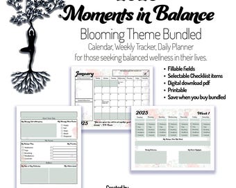 Bundled Blooming Moments in Balance Calendar, Planner, and Tracker
