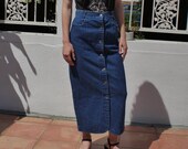90 39 s High Waisted Indigo Denim Midi Pencil Skirt, 4 6