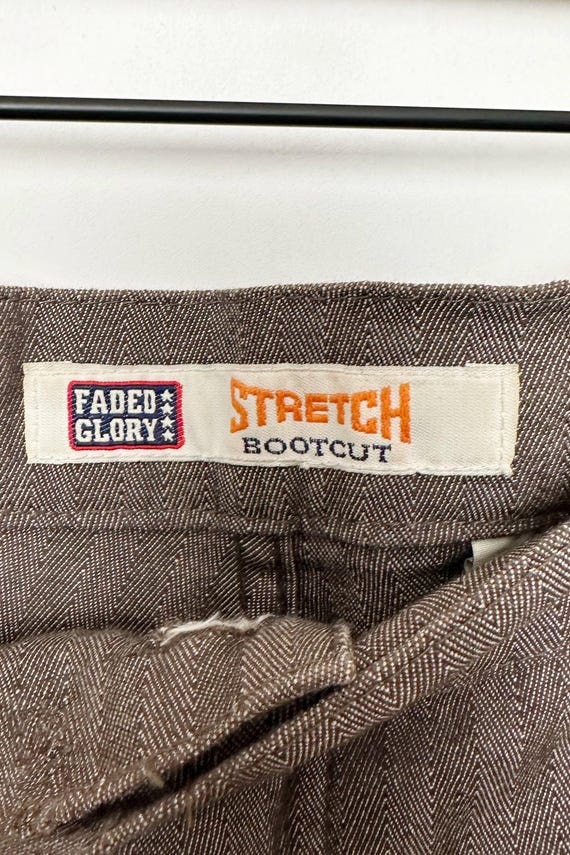 Faded Glory Mid Rise Brown Herringbone Bootcut Pa… - image 4
