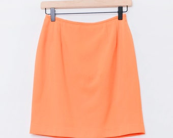 Neon Orange Mini Skirt Petite US 4 26", 90's Summer