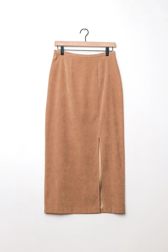 Faux Suede Tan High Waisted Midi Skirt US 8 M/L Y… - image 1