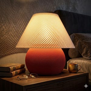 SumiKō  Table Lamp | Textured Ribbed Minimalistic Design, Ambient Lighting (LED Bulb)