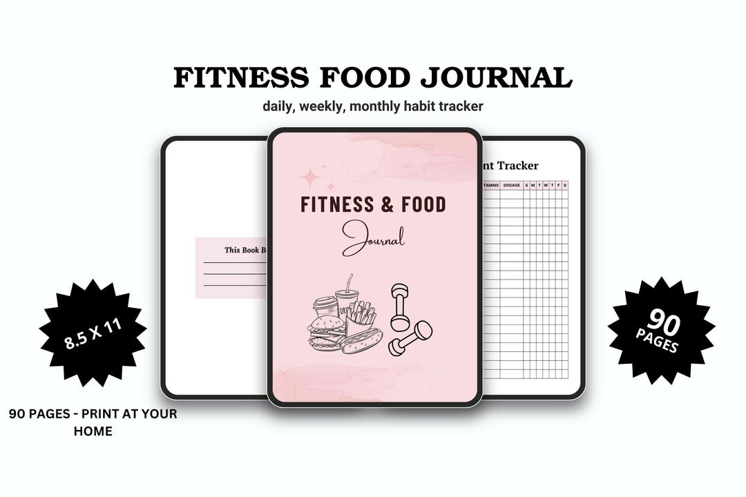 Editable Fitness Food | Fitness Planner | Daily Food Journal | Digital ...