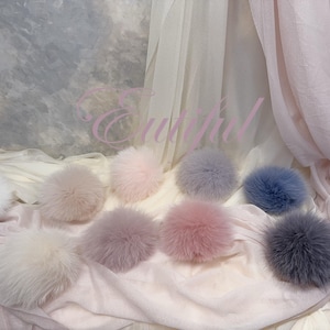 Quick Delivery - Fox Fur Pom Pom Key Chains Purse Accessory Fluffy Fury Soft 4 inches in diameter