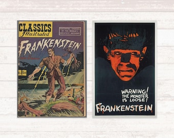 Vintage Frankenstein Movie Poster Bookmark: Laminated Horror Gift