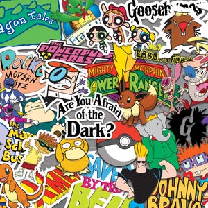 90s Kid Mystery Sticker Pack | Retro TV Shows | Nostalgic Cartoons | Surprise 90s Stickers | Vintage Pop Culture Gift | Retro Cartoon Decals