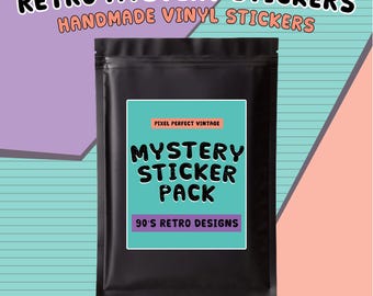 Pack d'autocollants mystère pour enfants des années 90 | Séries TV rétro | Dessins animés nostalgiques | Stickers surprise des années 90 | cadeau vintage culture pop | Stickers dessins animés rétro