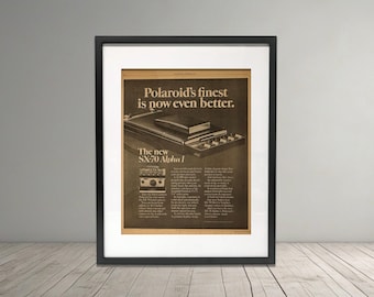 Vintage 1976 Polaroid SX-70 Alpha 1 Camera Advertisement | Framed Original Rolling Stone Magazine Ad | Retro Photography Wall Art