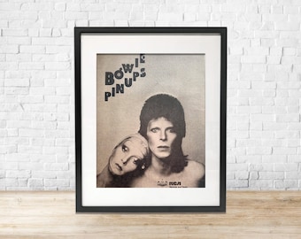 Vintage David Bowie Pinups Ad 1973 Rolling Stone Magazine Page | Glam Rock Wall Art | Retro Music Decor