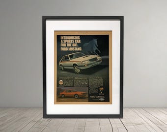 1980 Ford Mustang Original Vintage Magazine Ad | Rolling Stone March 1980 | Fox Body Mustang Wall Art | Authentic Car Memorabilia