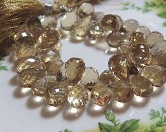 6 Beads Set - AAA Champagne CITRINE  Faceted Teardrop Briolettes