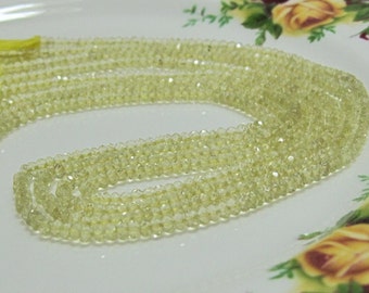 7.5" Strand - Top Quality Lemon QUARTZ Micro Faceted Rondelle Beads