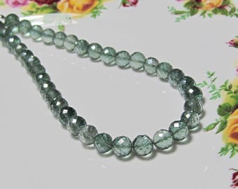 4.5" Strand - Sparkling AAA Forest GREEN Mystic QUARTZ Faceted Big Round Rondelles