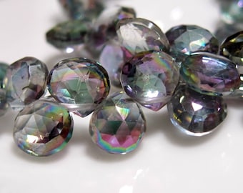 10 Beads Set - Beautiful AAA MYSTIC TOPAZ Faceted Heart Briolettes