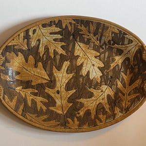 Mark Williams Blue Star Pottery Stoneware Oak Leaf Platter Signed