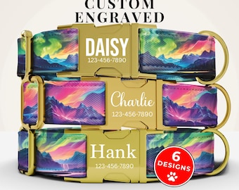 Northern Lights Dog Collar, Personalized Dog Collar with Name, Custom Dog Collars Are Cute, Adjustable, and Heavy Duty, Sizes Small - XLarge