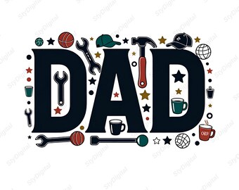 PNG de papá, PNG del Día del Padre, PNG de papá manitas, PNG de papá deportista, PNG de papá cafetero, PNG de camiseta de papá manitas, PNG de regalo para papá, descarga instantánea
