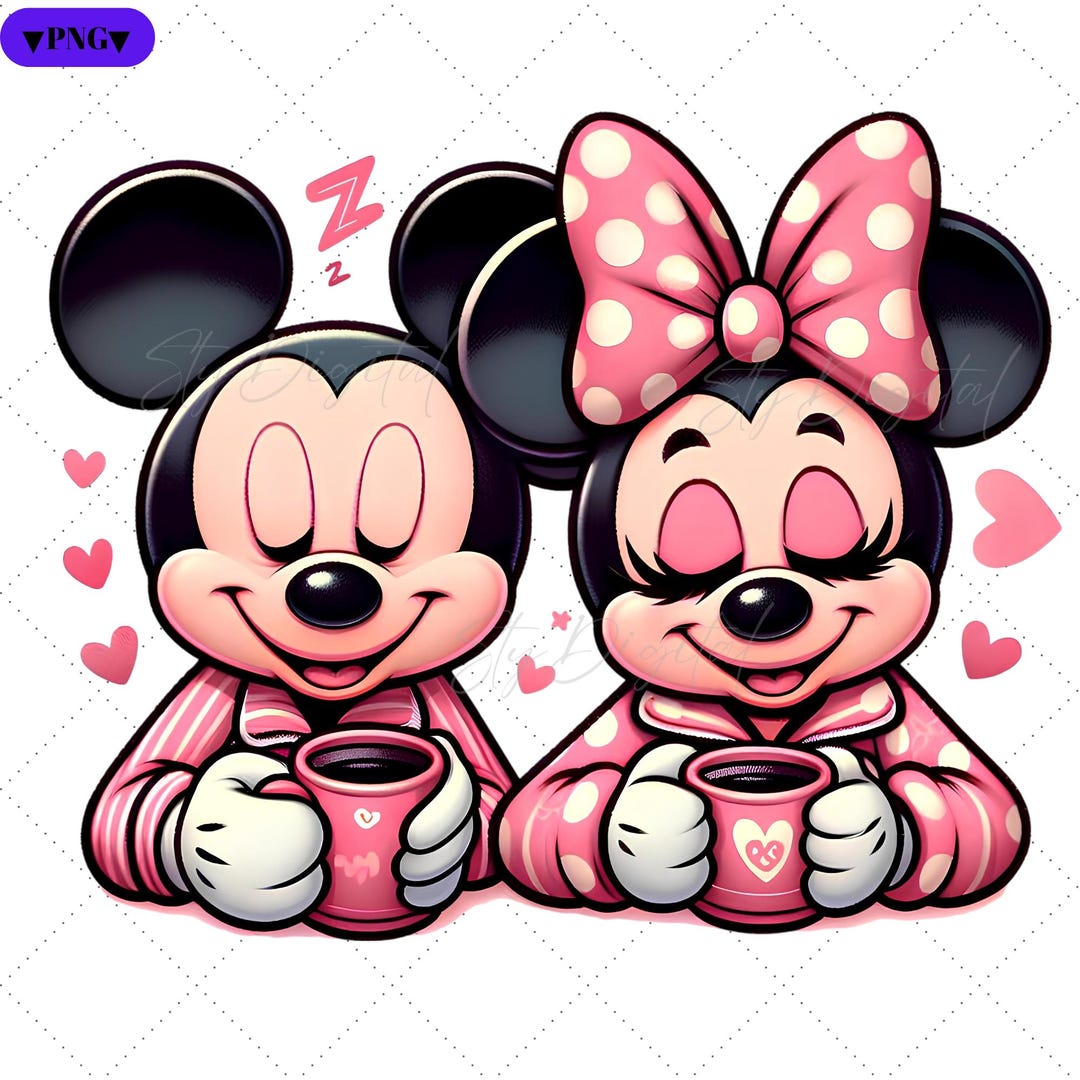 Mickey and Minnie Png, Mickey Coffee Png, Minnie Love, Cute Minnie