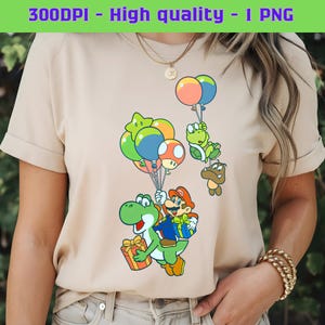 Super Mario And Yoshi Png, Mario Bross Png, Cute Yoshi, Super Mario is Flying, Mario T-Shirt Design, Printable Mario, High-Resolution